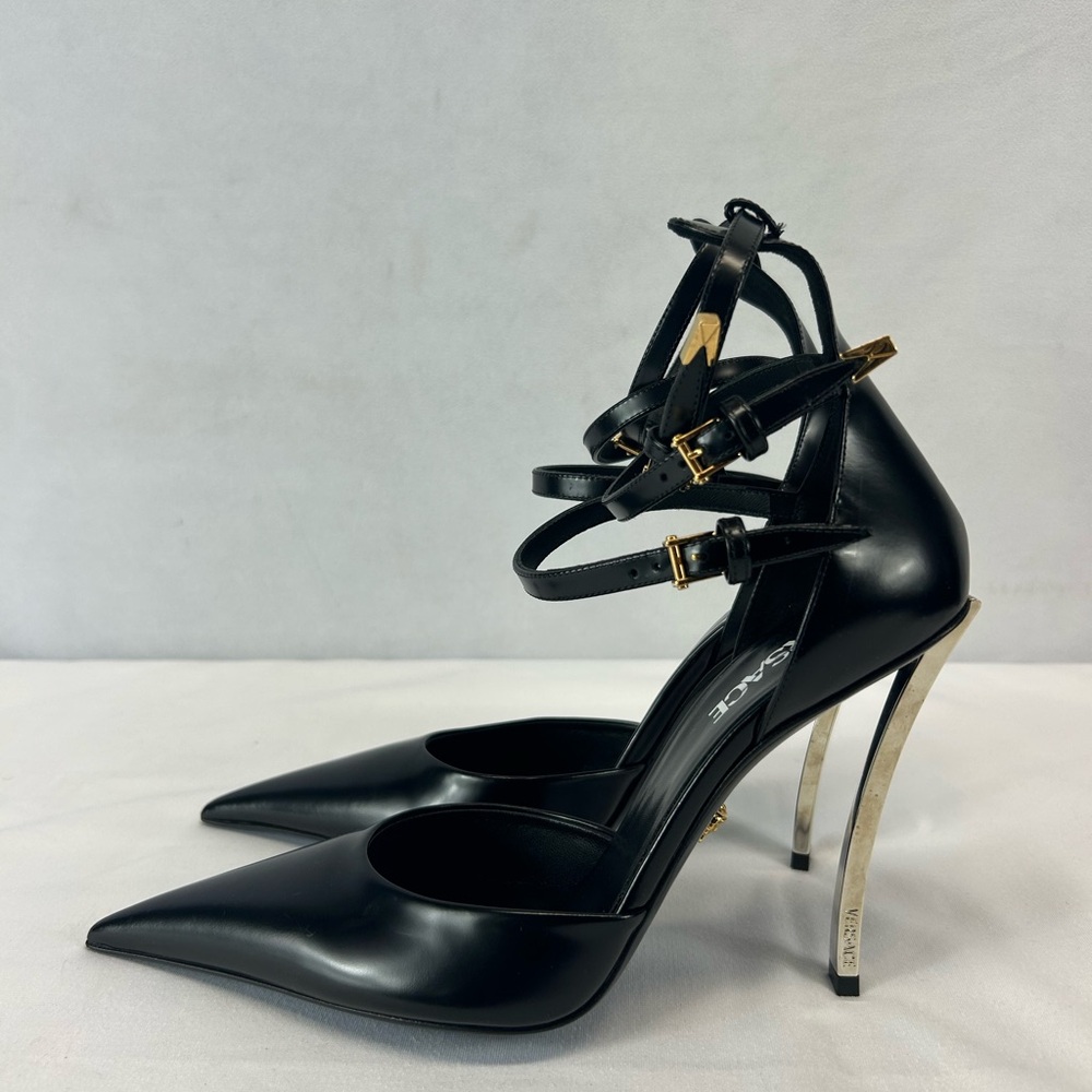 VERSACE
Leather Ankle Strap Pumps - Picture 3 of 9